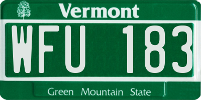 VT license plate WFU183