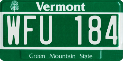 VT license plate WFU184