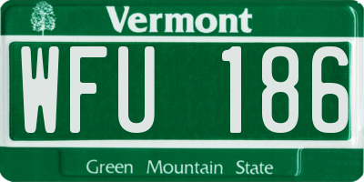 VT license plate WFU186