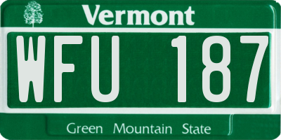 VT license plate WFU187