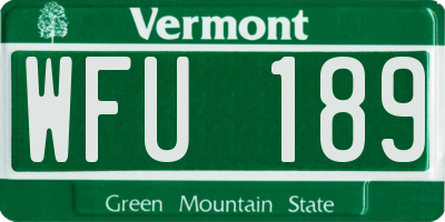 VT license plate WFU189