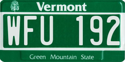VT license plate WFU192