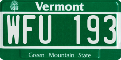 VT license plate WFU193
