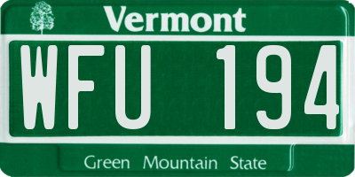 VT license plate WFU194