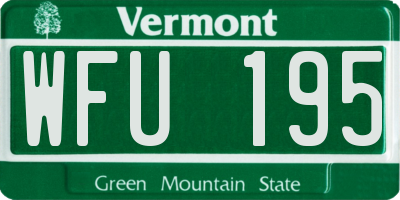 VT license plate WFU195