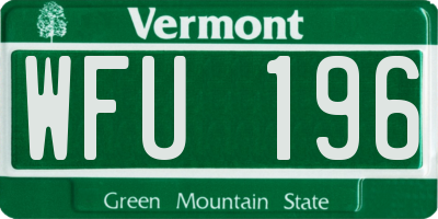 VT license plate WFU196