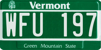 VT license plate WFU197