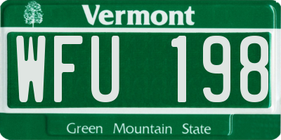 VT license plate WFU198