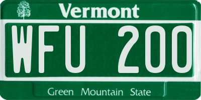 VT license plate WFU200