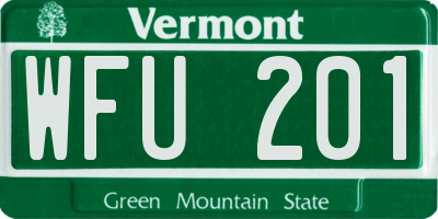 VT license plate WFU201