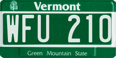 VT license plate WFU210