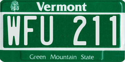 VT license plate WFU211