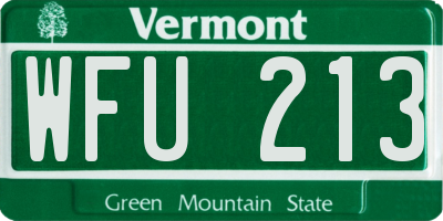 VT license plate WFU213
