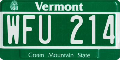 VT license plate WFU214