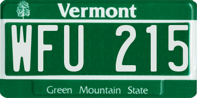 VT license plate WFU215