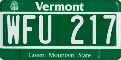 VT license plate WFU217