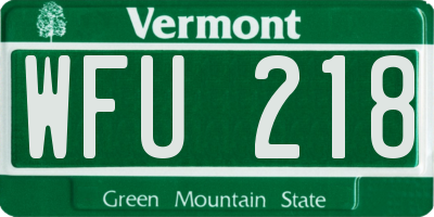 VT license plate WFU218