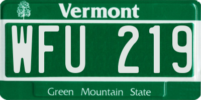 VT license plate WFU219
