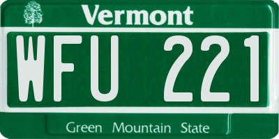 VT license plate WFU221