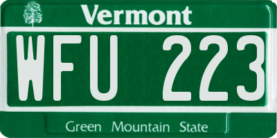 VT license plate WFU223