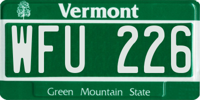 VT license plate WFU226