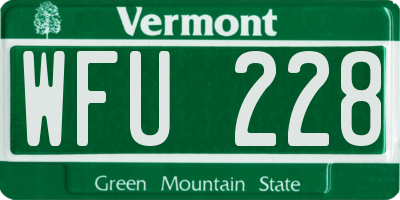 VT license plate WFU228