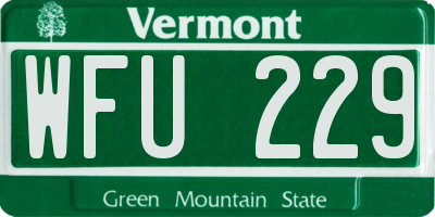 VT license plate WFU229