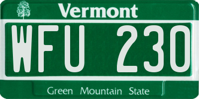 VT license plate WFU230