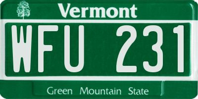 VT license plate WFU231