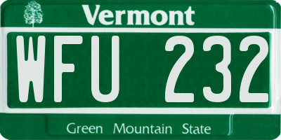 VT license plate WFU232