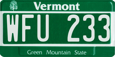 VT license plate WFU233