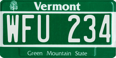 VT license plate WFU234