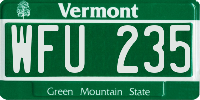 VT license plate WFU235
