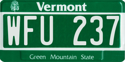 VT license plate WFU237