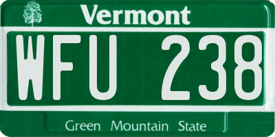VT license plate WFU238