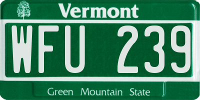 VT license plate WFU239