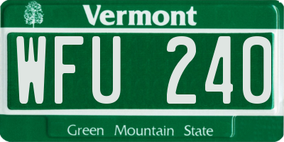 VT license plate WFU240