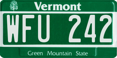 VT license plate WFU242