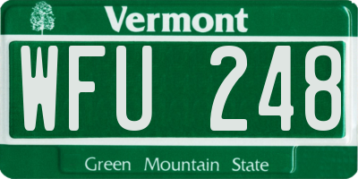 VT license plate WFU248