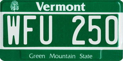 VT license plate WFU250