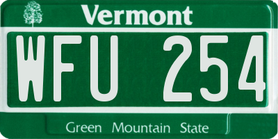 VT license plate WFU254