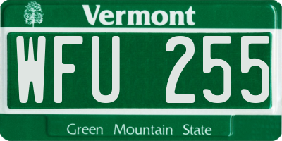 VT license plate WFU255