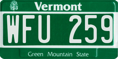 VT license plate WFU259