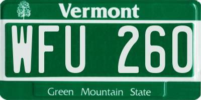 VT license plate WFU260