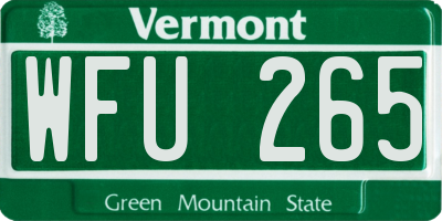 VT license plate WFU265