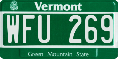VT license plate WFU269