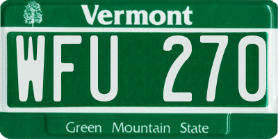 VT license plate WFU270