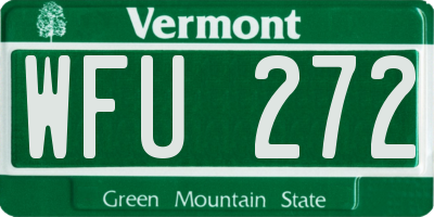 VT license plate WFU272