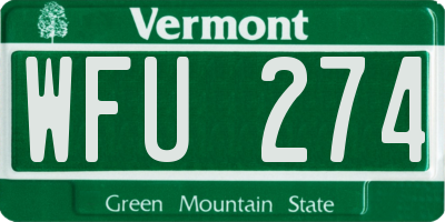 VT license plate WFU274