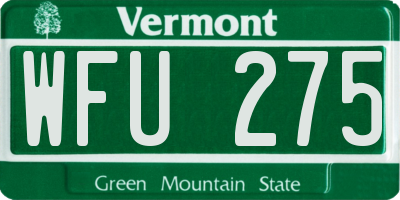 VT license plate WFU275